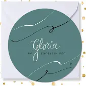 MajesticAlly Kerstkaart rond ‘Gloria - 10 stuks -met enveloppen - kerstkaarten