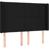 vidaXL Hoofdbord met randen 147x16x118/128 cm stof zwart