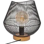 Atmosphera | Nachtlampje - Jena - 28 cm - Hout & Zwart - Stijlvol design - Ideaal voor woonkamer en slaapkamer