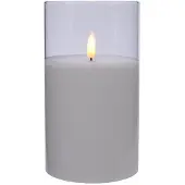 Lumineo Led kaars | 18 cm | (In glas, Timer, Wit)