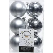 Décoris Kerstballen set | | Ø 6 cm | 12 stuks (Zilver)