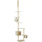 vidaXL Kattenkrabpaal met sisal krabpalen 260 cm beige