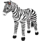 vidaXL Speelgoedzebra staand XXL pluche zwart en wit