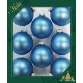 Merkloos 16x stuks glazen kerstballen 7 cm alpine velvet blauw - Kerstbal