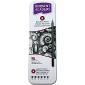 Derwent grafietpotlood Academy, blik van 6 stuks: 3B-2B-B-HB-H-2H