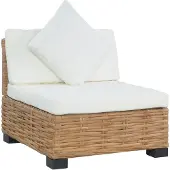 vidaXL Bank zonder armleuning met kussens natuurlijk rattan