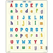 Larsen Hoofdletters en kleine letters – Puzzel – Leren lezen – Letters – Educatieve legpuzzel voor kinderen – 26 stukjes – Gemaakt in Noorwegen – Extra dikke 2,5 mm stukjes – Tray met vaste rand