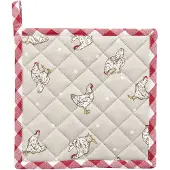 Clayre & Eef Pannenlap 20*20 cm Beige, Rood Katoen Vierkant kip Afgiet Pannenlap Afgiethulp Pannelap Beige Afgiet
