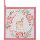 Clayre & Eef Pannenlap SWD45 20*20 cm Roze Katoen Vierkant hert en