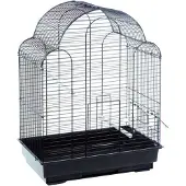 Flamingo Vogelkooi – Parkietenkooi Bali Zwart 42x30x57,5cm – stijlvolle metalen kooi met accessoires voor parkieten