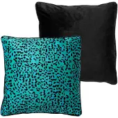Dutch decor - BENDT - Kussenhoes 45x45 cm - spearmint - groen - blauw - zwart - luipaard patroon - velvet stof