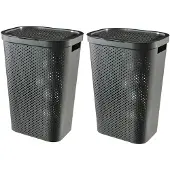 Curver Infinity Recycled Wasmand + deksel 60L - 2 stuks - Grijs