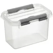 Sunware - Q-line opbergbox 0,8L transparant metaal - 10 x 15 x 10,8 cm