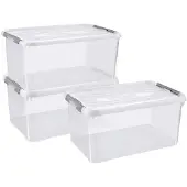 Curver Handy+ Opbergbox - 50L - 3 stuks - Transparant met deksel