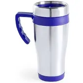 Carson RVS thermosbeker/warmhoud koffiebeker - blauw - 500 ml - Isoleerbeker - Thermosbeker