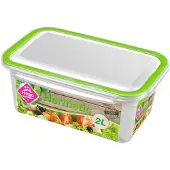 Hega hogar 1x Voedsel plastic bewaarbakje 2 liter transparant/groen - Vershoudbakjes