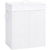 vidaXL Wasmand met 2 vakken 100 L bamboe wit