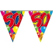 Folat 3x stuks 50 jaar slingers vlaggetjes 10 meter - Vlaggenlijnen
