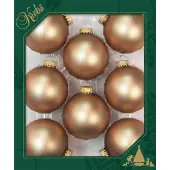 Merkloos 8x stuks glazen kerstballen 7 cm cappuccino velvet bruin mat - Kerstbal