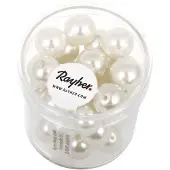 Rayher Hobby Witte glazen rijgkralen 35x stuks van 10 mm - Hobbykralen