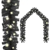 vidaXL Kerstkrans met LED-verlichting, 20 meter, zwart