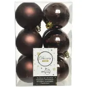 Décoris Kerstballen set | | Ø 6 cm | 12 stuks (Bruin)