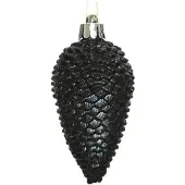 Décoris Dennenappel kerst ornament | | 6 stuks (Zwart)