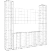 vidaXL Schanskorf U-vormig met 2 palen 140x20x150 cm ijzer