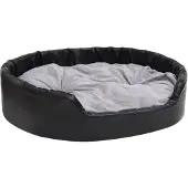 vidaXL Hondenmand 99x89x21 cm pluche en kunstleer zwart en grijs