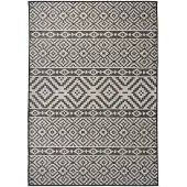 vidaXL Buitenkleed met patroon platgeweven 140x200 cm zwart