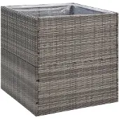 vidaXL Plantenbak 80x80x80 cm poly rattan grijs