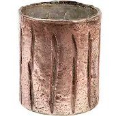 Clayre & Eef Theelichthouder Ø 11x13 cm Roze Glas Rond Waxinelichthouder Roze Waxinelichthouder