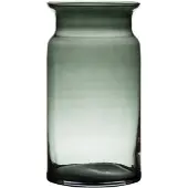 Hakbijl Glass Grijze/transparante melkbus vaas/vazen van glas 29 cm - Vazen