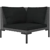 vidaXL Tuinbank met kussens halfrond poly rattan