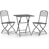vidaXL 3-delige tuinset, metalen frame, antracietkleurig
