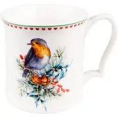 Clayre & Eef Mok 414 ml Wit Porselein Vogel Theemok Wit Theemok