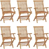 vidaXL Klapstoelen 6 stuks van massief teakhout