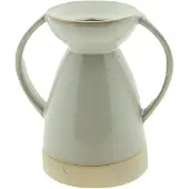 Clayre & Eef Kandelaar 13 cm Beige Porselein Kaarsenstandaard Beige Kaarsenstandaard
