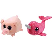 TY - Knuffel - Teeny Ty's - Curly Pig & Nelly Narwhal