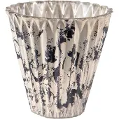 Clayre & Eef Theelichthouder Ø 10x10 cm Grijs Beige Glas Waxinelichthouder Grijs Waxinelichthouder