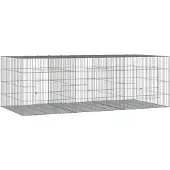 vidaXL Konijnenkooi met 3 panelen 163x79x54 cm gegalvaniseerd ijzer