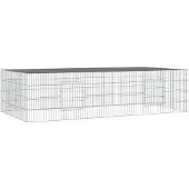 vidaXL Konijnenkooi met 2 panelen 220x110x55 cm gegalvaniseerd ijzer