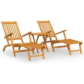 vidaXL Terrasstoelen met voetensteun en tafel massief acaciahout