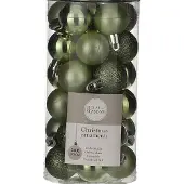 House of Seasons 30x Kleine kunststof kerstballen donkergroen 3 cm - Kerstbal
