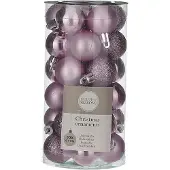 House of Seasons 30x Kleine kunststof kerstballen lila paars 3 cm - Kerstbal