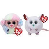 TY - Knuffel - Teeny Puffies - Rainbow Poodle & Christmas Mouse