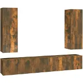 vidaXL 5-delige Tv-meubelset bewerkt hout gerookt eikenkleurig
