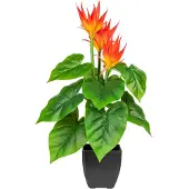 Kopu kunstplant guzmania 58 cm met 3 oranje bloemen nepplant