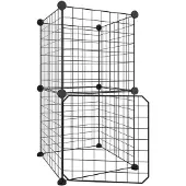 vidaXL Huisdierenkooi met deur 8 panelen 35x35x70 cm staal zwart