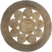 Atmosphera tapis de salon ajouré en jute - ø 80 cm - beige
